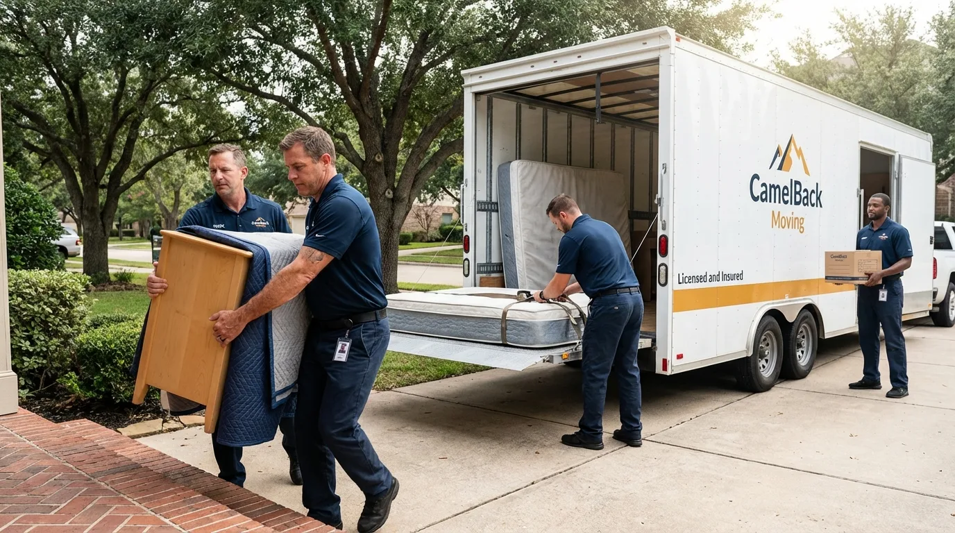 Crew loading residential truck for cross-state move from Union, SC