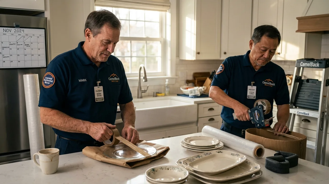 Professional crew packing kitchen dishware in Union, SC